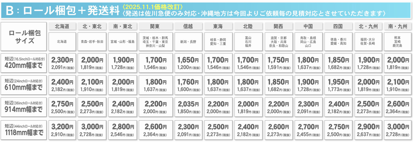 ウィンバードの大判印刷・発送と梱包料金
